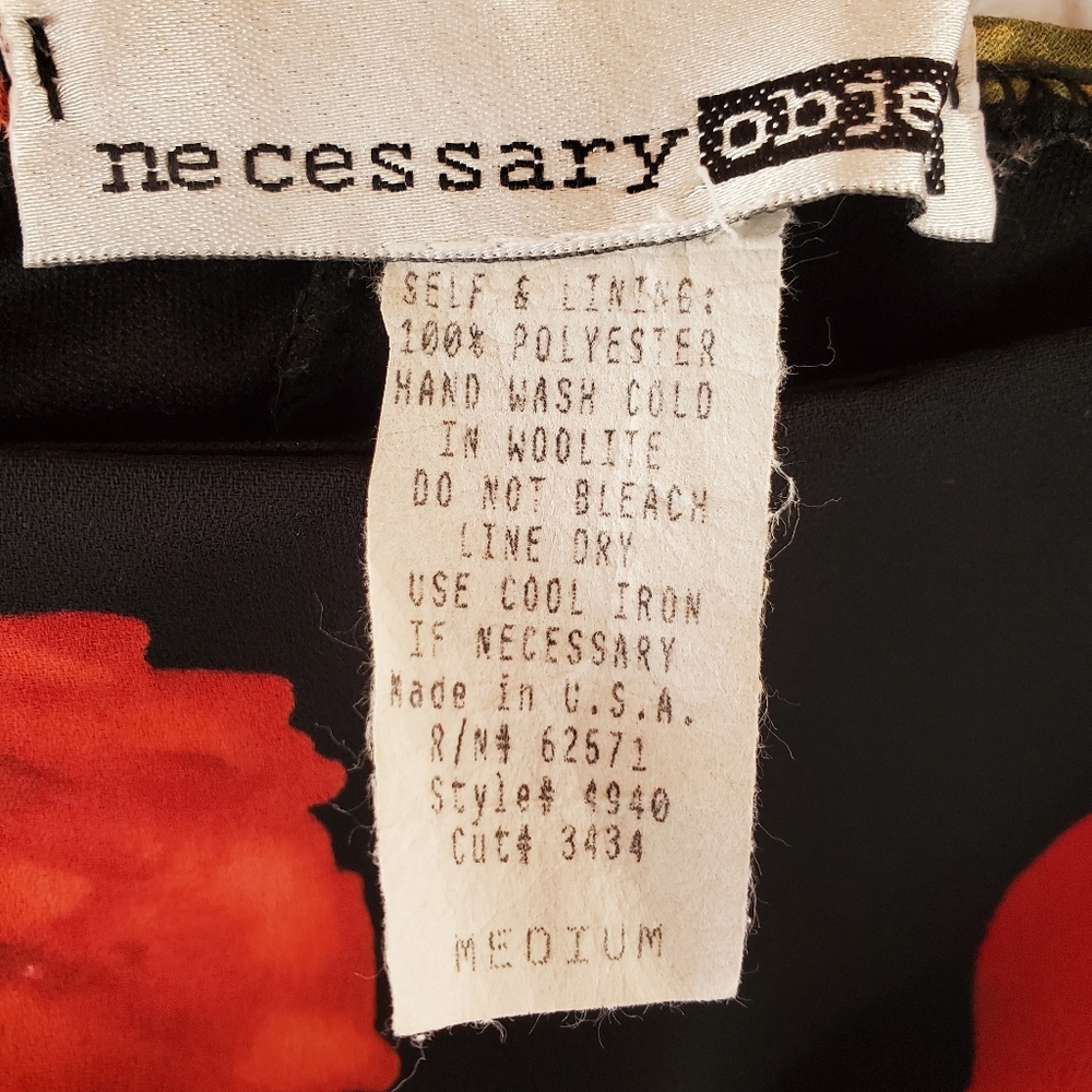 SOLD Necessary Objects Black Red Floral Dress Sz M - Picture 7 of 10